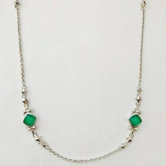 Stephen Webster Sterling Silver Chrysoprase Station Necklace - Picture 2 of 7